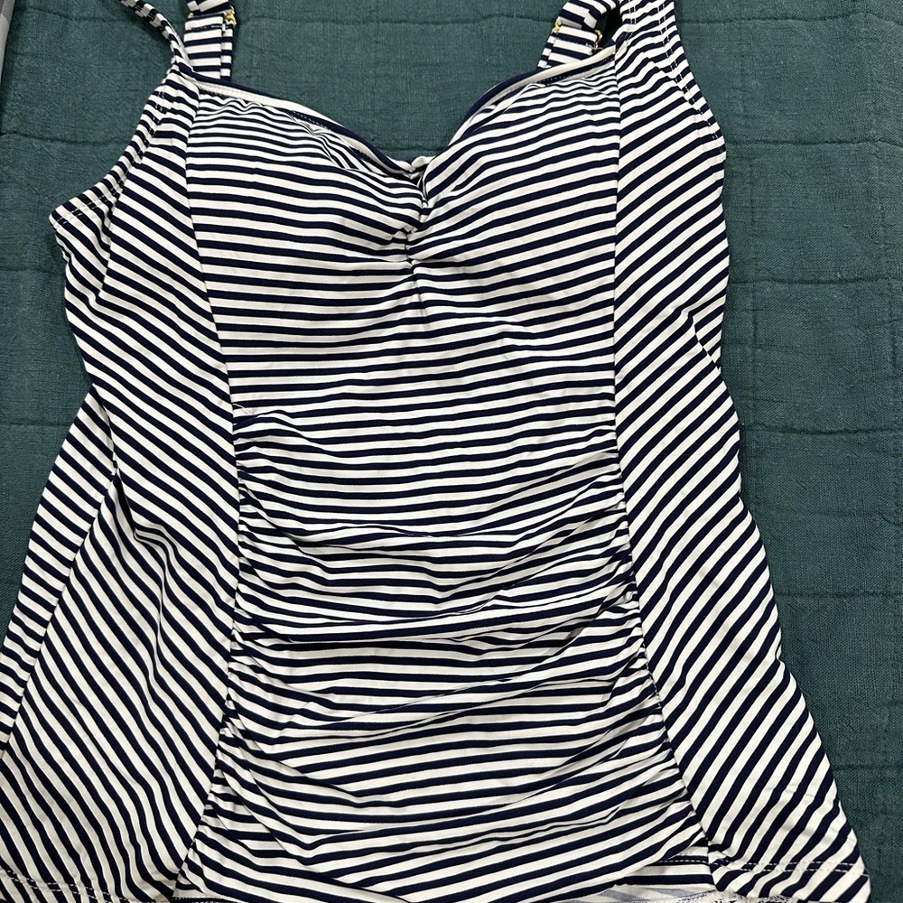 Anne Cole Navy and White Striped Bikini Top